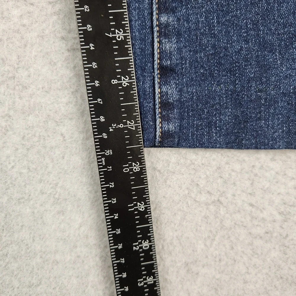 Express Jeans Womens 8 Dark Blue Straight Leg Mid Rise Stretch Altered Hem 26x28